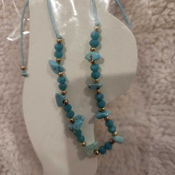 Fashion jewelry Blue and Gold ankle bracelet - Picture 4 of 5